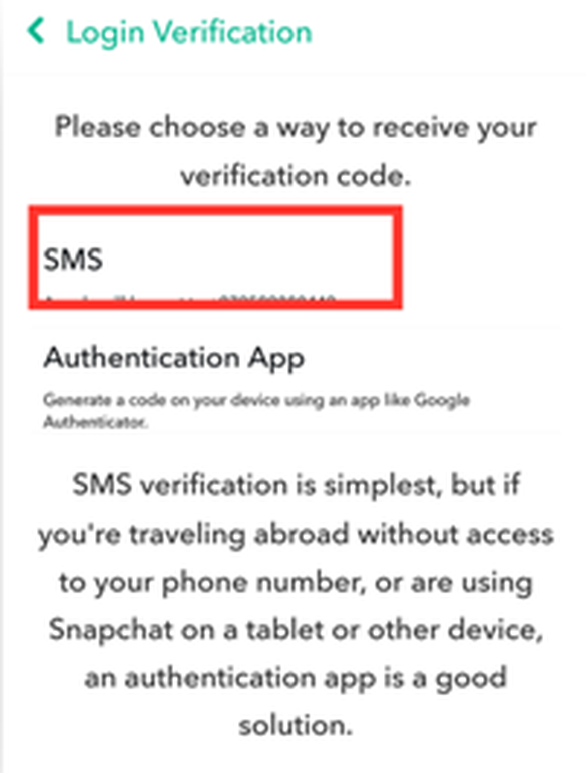 طريقة_ارسال_رمز_اختار_SMS_التحقق_من_تسجيل_الدخول_بتأمين_و_حماية_حسابك_على_تطبيق_السناب_شات_